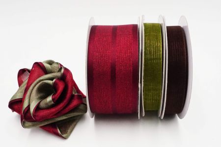 Burgundy/Olive Green Sheer Ribbon Set